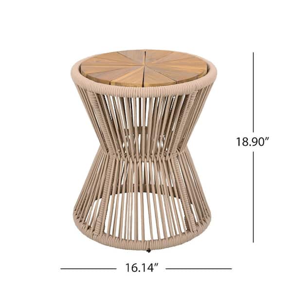 CHRISTOPHER KNIGHT HOME Nara Beige Outdoor Side Table Acacia Wood