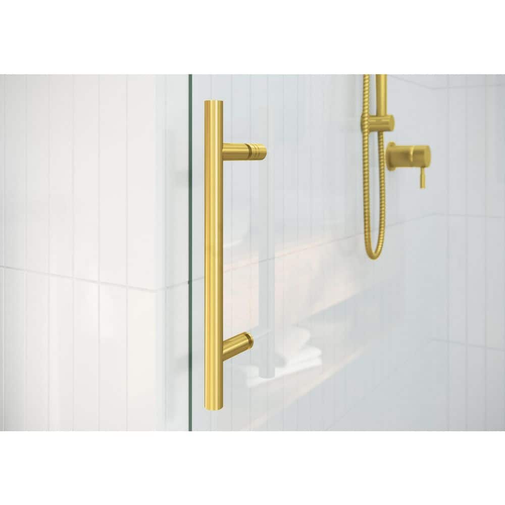 Nova 72" Satin Brass Frameless Sliding Glass Shower Enclosure