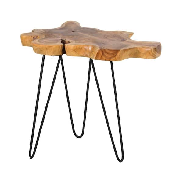 East At Main Lovilla 20 in. Brown Teak Accent Table