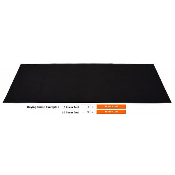 Rubber Collection Solid Black 22 in. Width x Your Choice Length Custom Size Runner Rug