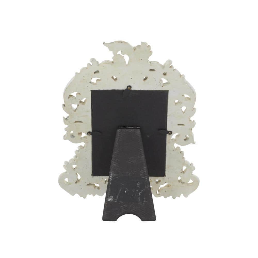 Distressed White Polystone Scrollwork Photo Frames Set of 3