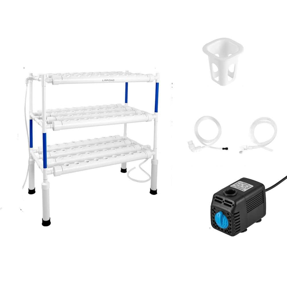3-Layer Hydroponic Growing System Kit w/ 108 Plant Sites, Food-Grade PVC-U Pipes for Vegetables, Flowers, Fruits, Herbs