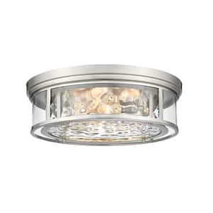 Clarion 20.75 in. 4-Light Brushed Nickel Flush Mount with Inner Clear Water and Outer Clear Glass Shade