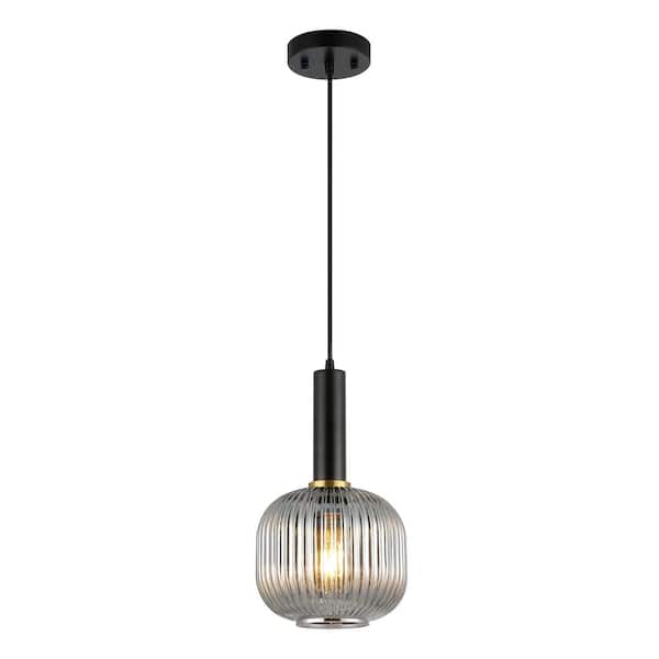 SAFAVIEH Rynner 4-Watt 1-Light Amber Pendant Light with Glass Shade