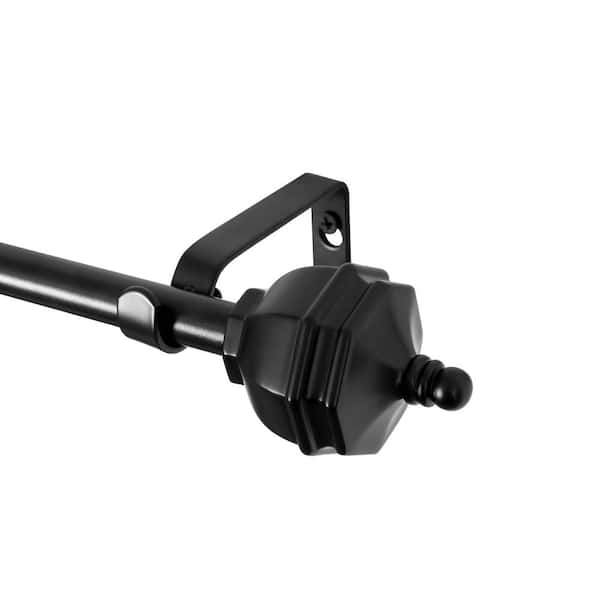 Utopia Alley 86 in. - 120 in. Adjustable Single Curtain Rod with Decorative Round Finials in Black