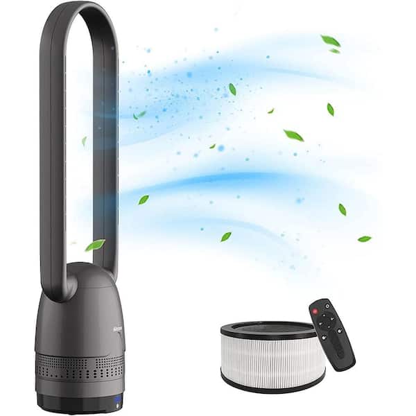 Edendirect 2 in 1 Bladeless Fan and Air Purifier in One, H12 HEPA Filter Capture 99.95% 0f 0.3 Micron Particles, Tower Fan-White