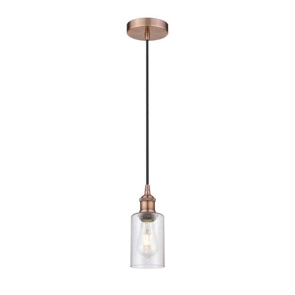 Clymer 100-Watt 1-Light Antique Copper Shaded Mini Pendant Light with Seeded Glass Seeded Glass Shade price history on PriceWatchPro