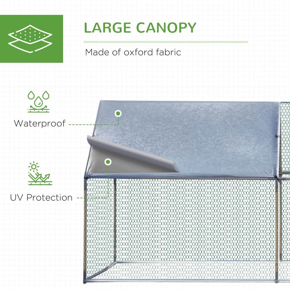 Large Galvanized Metal Chicken Coop with Weatherproof Cover