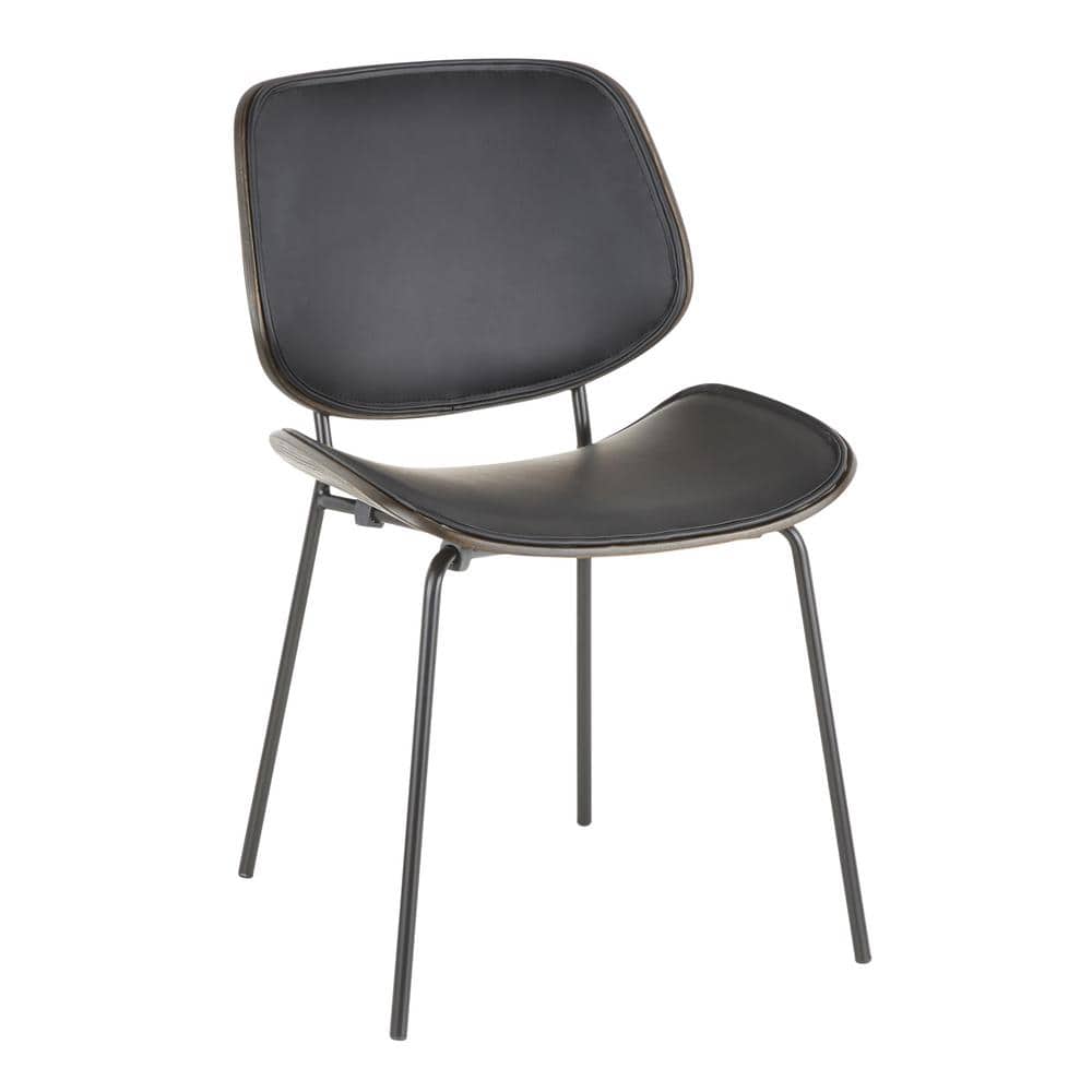 Lombardi 31'' Black Metal and Faux Leather Industrial Side Chair