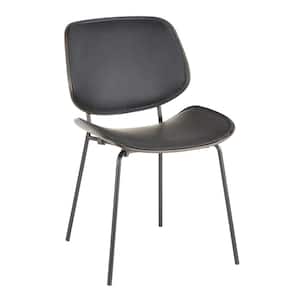 Industrial Black Faux Leather and Black Metal Lombardi Chair