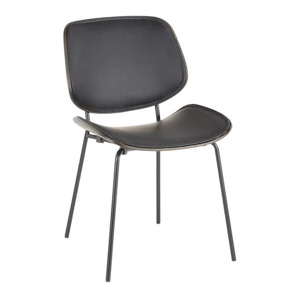 Lumisource Industrial Black Faux Leather and Black Metal Lombardi Chair