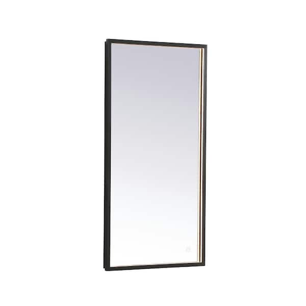 Unbranded Timeless Home 18 in. W x 36 in. H Modern Rectangular Aluminum Framed LED Bathroom Vanity Mirror in Black