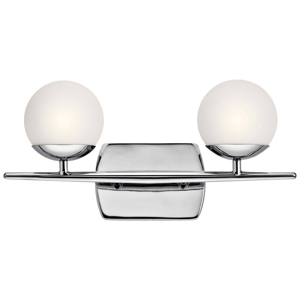 Jasper 16.5'' Chrome and White Globe Vanity Light