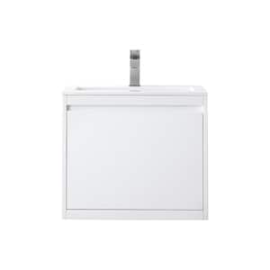 Mantova 23.6 in. W x 18.1 in. D x 20.6 in. H Single Bathroom Vanity Glossy White and Glossy White Composite Stone Top