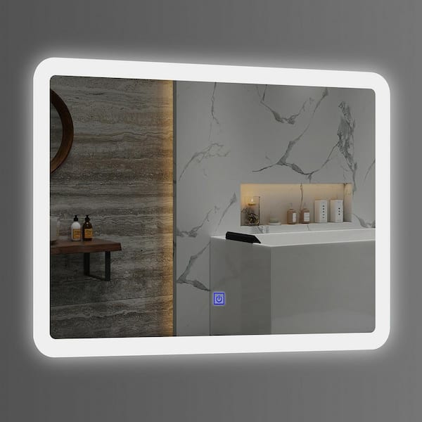 Large Bathroom Vanity Mirror with LED Lighted Edges :: IMPECCABLE Seri –  Impact Vanity