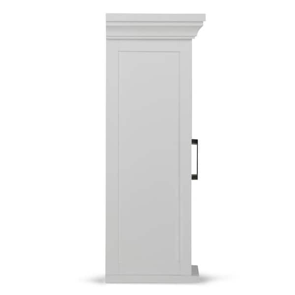 Simpli Home Avington 15-in x 26.9-in x 10-in White Soft Close Bathroom Wall Cabinet