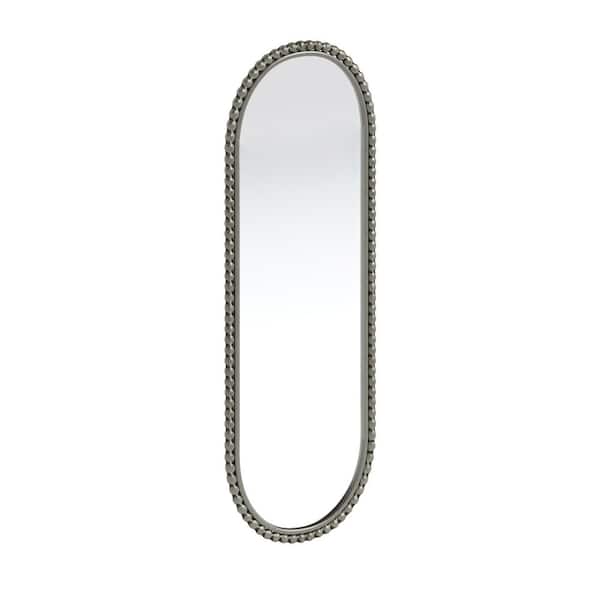 Unbranded Banbury 16 in. W x 48 in. H Oval Framed Tilt Wall Bathroom Vanity Mirror in Brushed Nickel