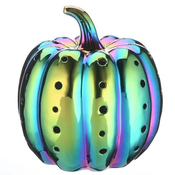 National Tree Company 12 In. Led Lit Iridescent Pumpkin Decor, Battery  Operated Pg11-Fj0B302 - The Home Depot