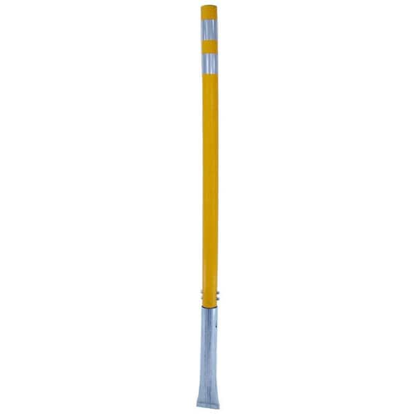 Three D Traffic Works 48 in. Round In-Ground Reboundable Yellow Delineator Post with High-Intensity White Band and Base