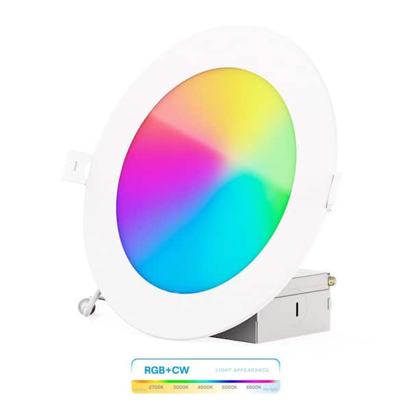 6 in. Wi-Fi Smart Ultra-Thin Recessed Integrated LED Light 12-Watt 1100 Lumens Dimmable, Works w/Alexa/Google, Wet Rated
