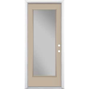 36 in. x 80 in. Left-Hand Clear Full Lite Canyon View Painted Fiberglass Prehung Front Door w/ Brickmold and Vinyl Frame