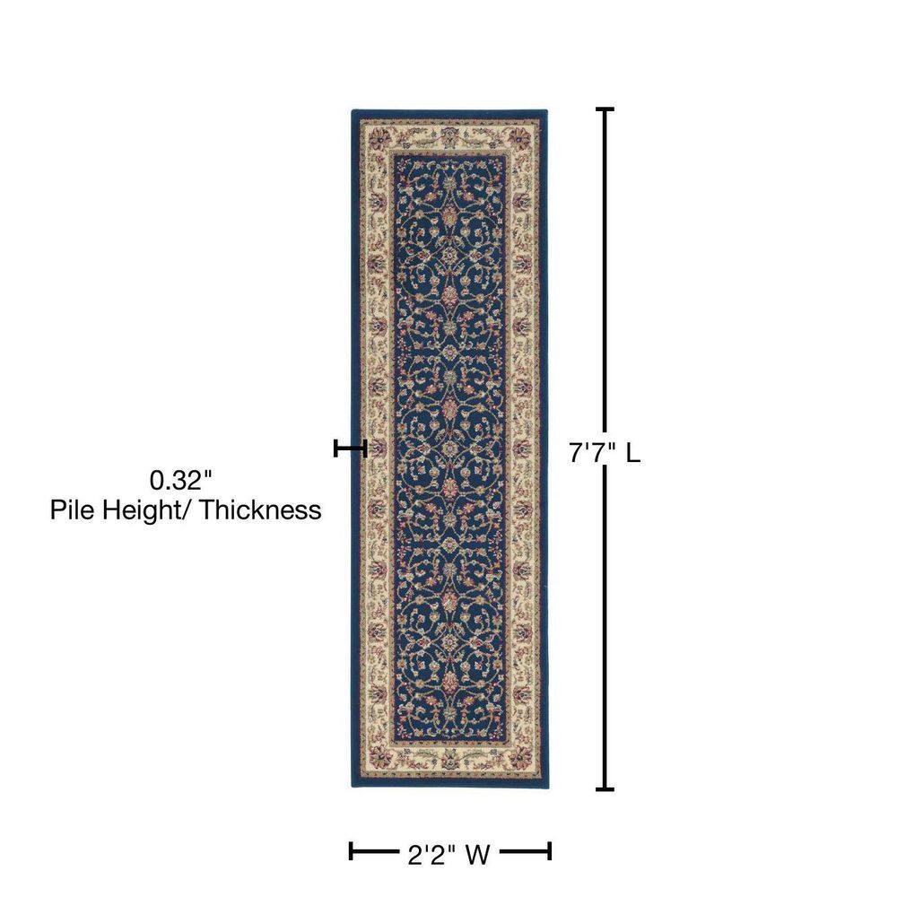 Como Navy Blue Traditional Rectangular Area Rug 2x8