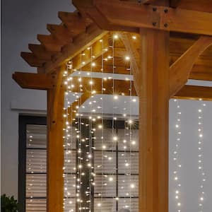 300-Light 10 ft. Indoor/Outdoor Plug-In Integrated LED Mini Bulb 10-Strand Willow Curtain String Light Set, 4-Pack