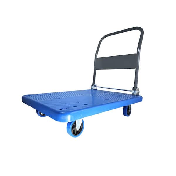 Miscool Anky 880 lbs. Capacity Platform Truck Hand Flatbed Cart Dolly Folding Moving Push heavy-duty Rolling Cart in Blue