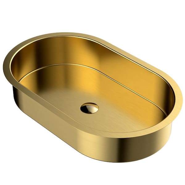 Karran CCU200 27-1/2 in. Stainless Steel Undermount Bathroom Sink in Yellow Gold