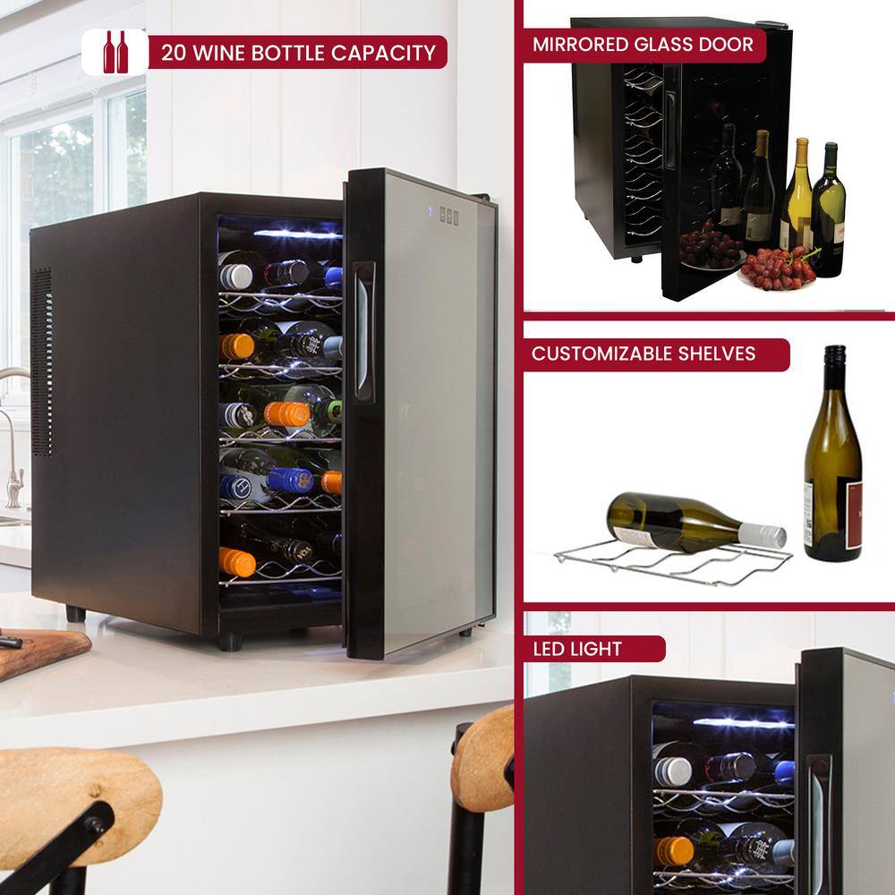 Black Thermoelectric 20 Bottle Freestanding Wine Cooler