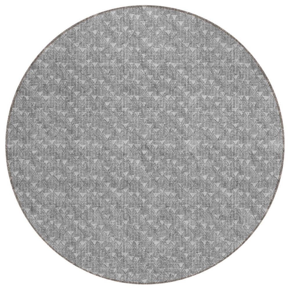Gray 8 ft. Round Geometric Indoor / Outdoor Area Rug price history on PriceWatchPro