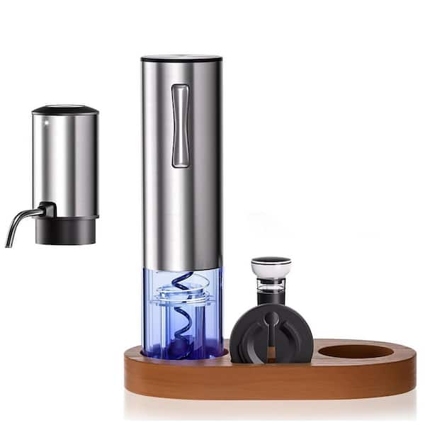 Modern Stainless Steel Black Wine Opener Set Electric Aerator Stopper Foil Cutter for Kitchen Bar Gift