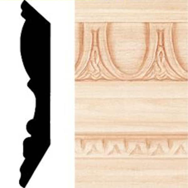 13/16 in. x 4-1/2 in. x 8 ft. Hardwood Emboss Crown Moulding