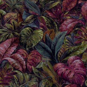 Thick Jungle Foliage Wallpaper Plum Paper Strippable Roll (Covers 57 sq. ft.)