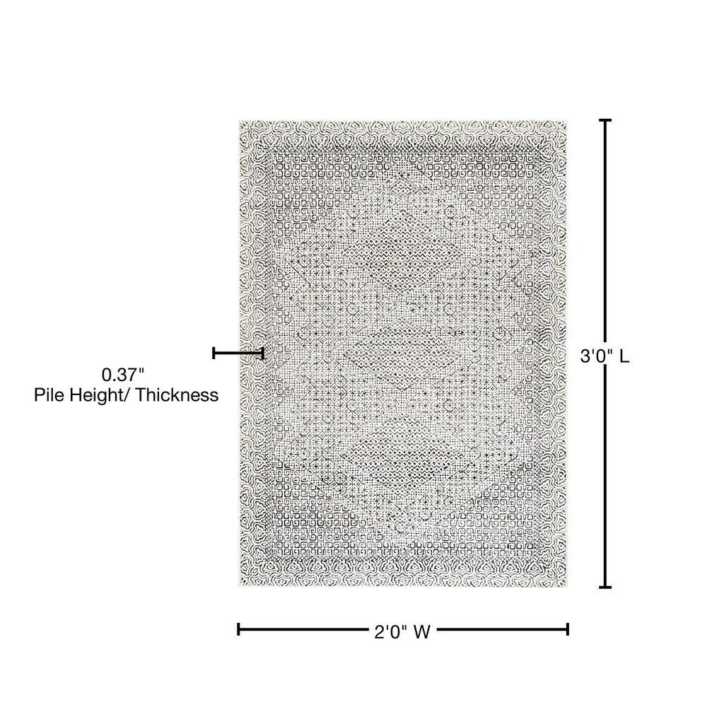 Reversible Easy-Care Synthetic Accent Rug, 2' x 3', Light Grey