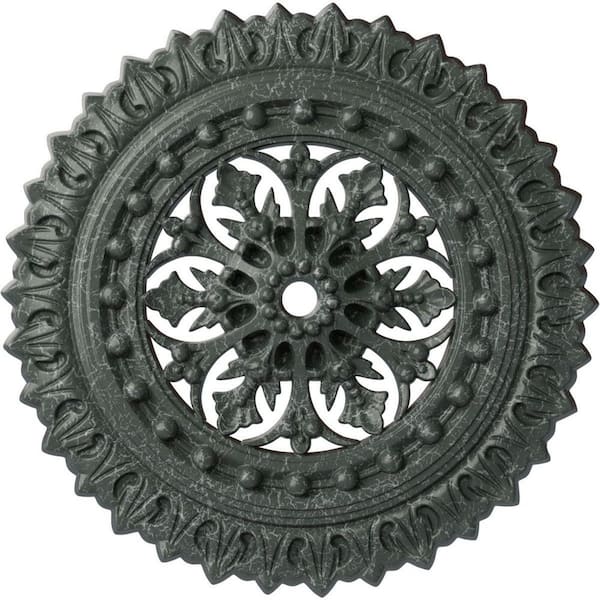 Ekena Millwork 1-1/2" x 18-1/2" x 18-1/2" Polyurethane Sellek Ceiling Medallion Moulding Athenian Green Crackle
