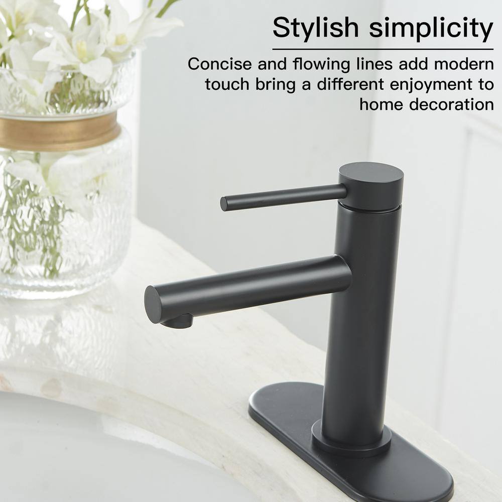 Matte Black Single Handle Brass Bathroom Faucet