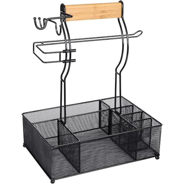 Outdoor BBQ Accessories, 5-in-1 Grill Caddy Accessory Organizer, BBQ  Condiment Caddy, with Paper Towel Holder, Hooks, Flat mesh Basket*3, Camper  Must
