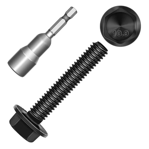 M6 x 16 mm Black Oxide Hex Head Flange Bolt with Nuts and Washers (10-Pack)