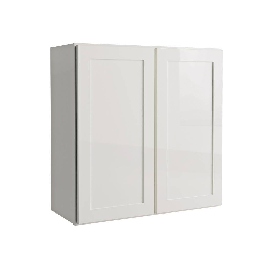 Hampton Bay Courtland Shaker 30 in. W x 12 in. D x 30 in. H Assembled Wall Kitchen Cabinet in Polar White