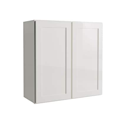 Courtland Shaker Assembled 30 in. x 30 in. x 12 in. Stock Wall Kitchen Cabinet in Polar White Finish