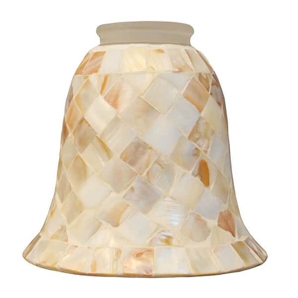 5.2 in. H Yellow Mosaic Style Glass Bell Pendant Shade in Champagne Finish with 1.65 in. Lip Fitter (Not included）