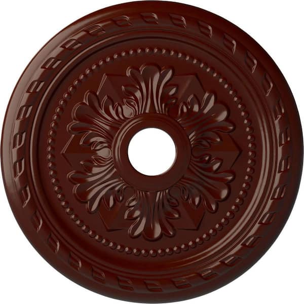 Ekena Millwork 1-5/8" x 23-5/8" x 23-5/8" Polyurethane Palmetto Ceiling Medallion, Brushed Mahogany