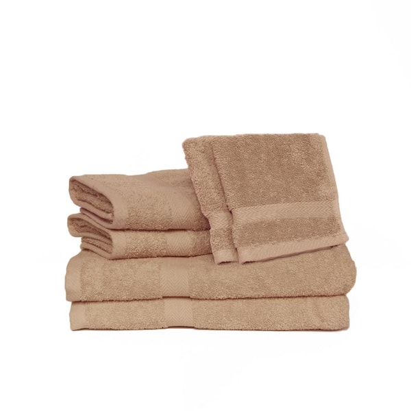 CONTEXT 12-Piece Beige Geometric 100% Cotton washcloth Towel Set PK-BEI-W12  - The Home Depot