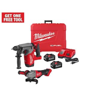 M18 FUEL 18V Lithium-Ion Brushless 1 in. Cordless SDS-Plus Rotary Hammer Kit with 4-1/2 in./5 in. Grinder