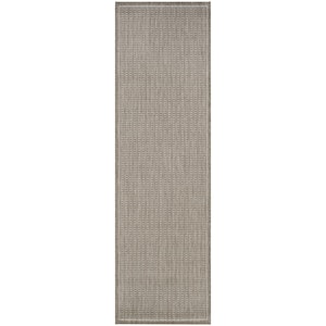 Recife Saddle Stitch Champagne-Taupe 2 ft. x 12 ft. Indoor/Outdoor Runner Rug