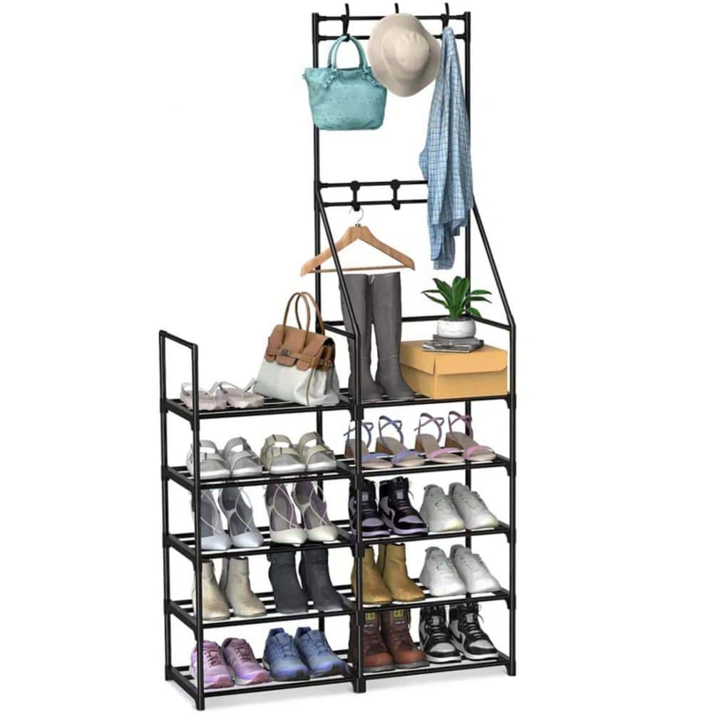 69 in. H 5-Tier Shoe Rack Shoe Storage for Entryway, 30-Pair Narrow Shoe Rack, Black