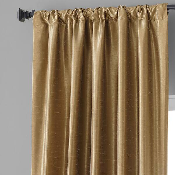 Exclusive Fabrics Furnishings Charming Gold Vintage Dupioni Hotel Blackout Curtain 50 In W X 84 L 1 Panel Pdch Sbo8 Exclusive Fabrics Furnishings, Antique Gold Blackout Curtains