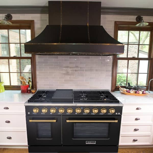 Akicon 48in. 8 Burners Freestanding Gas Range in Black and Gold 