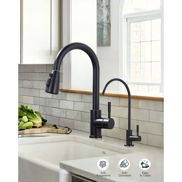 Single Handle Pull Down Sprayer Kitchen Faucet with Water Filter Faucet Stainless Steel in Oil Rubbed Bronze